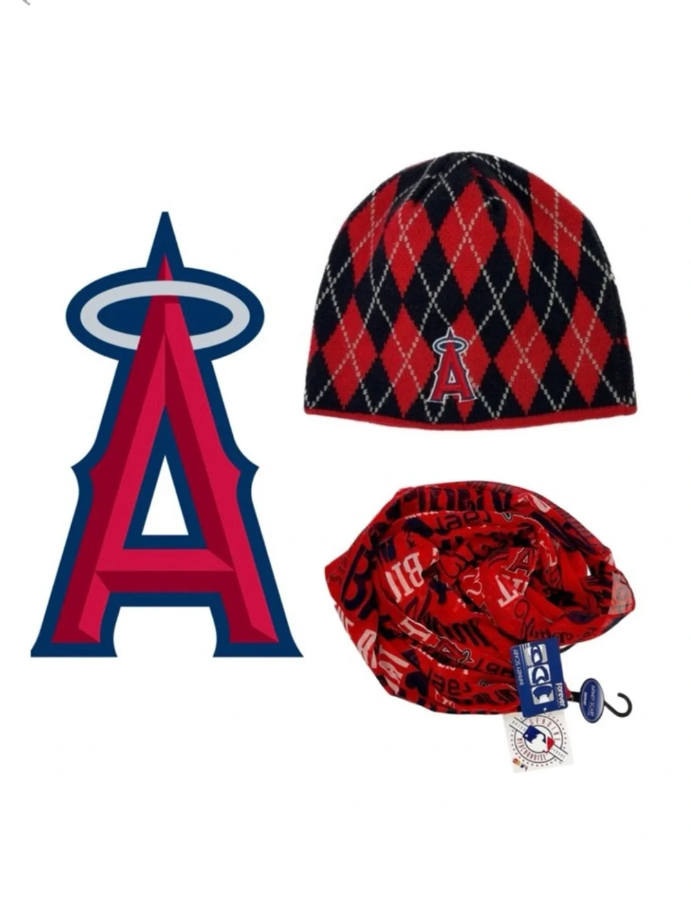 MLB Los Angeles Anaheim Angels Baseball Cacique‎ Beanie Hat & Infinity Scarf